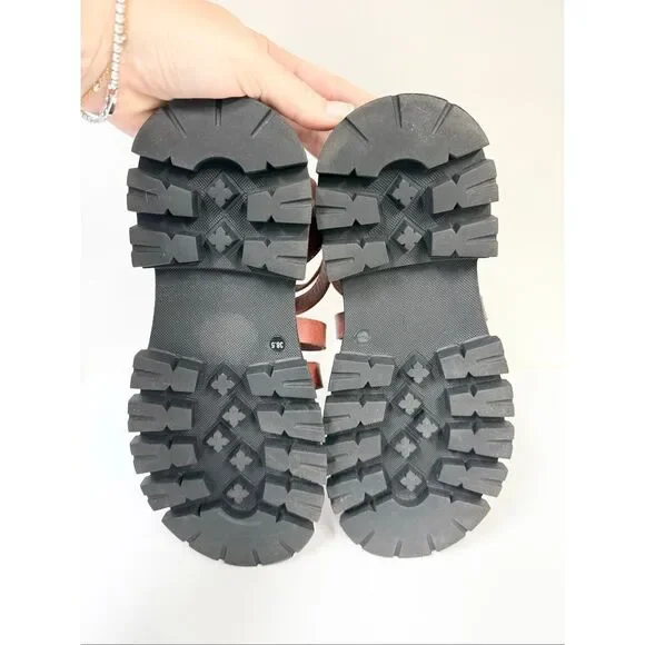 Free People Hadley Hammered Stud Sandals Leather Gladiator 38.5 8.5 - Picture 8 of 8